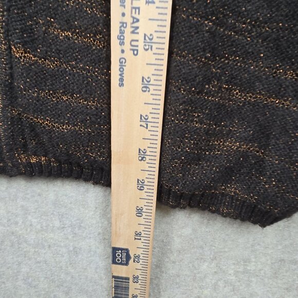 Charter Club Open-Front Metallic Cardigan Sweater Black/Orange Acrylic Blend - Picture 5 of 6